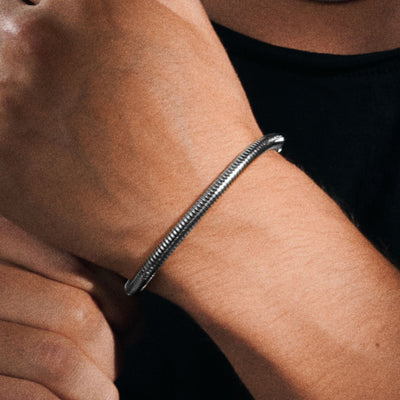 Silver & Black Snake chain Hand Braclet